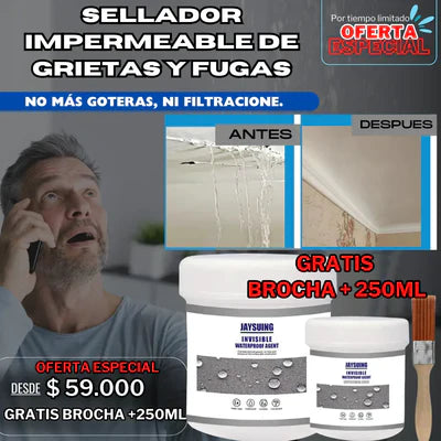 Sellador Impermeable de Grietas y Fugas 500ML + 250ml + Brocha